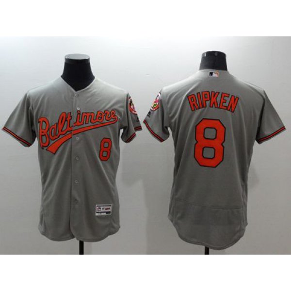 Men's Baltimore Orioles #8 Cal Ripken Grey Flexbase Authentic Collection Stitched MLB Jersey