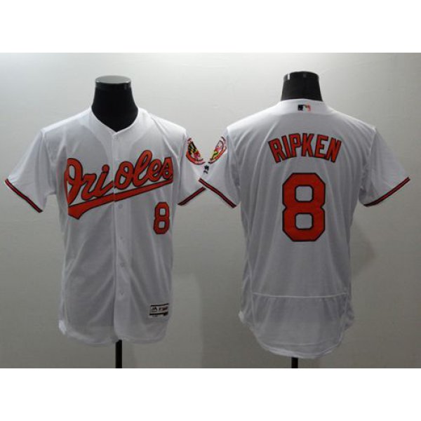 Men's Baltimore Orioles #8 Cal Ripken White Flexbase Authentic Collection Stitched MLB Jersey