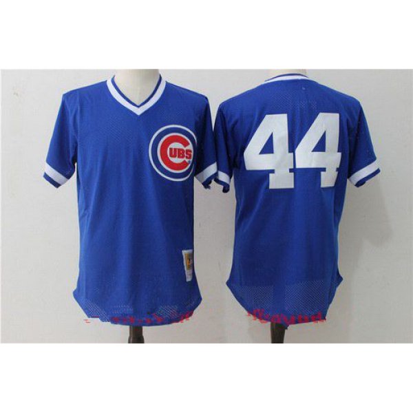 Men's Chicago Cubs #44 Anthony Rizzo Royal Blue Throwback Mesh Batting Practice Stitched MLB Mitchell & Ness Jersey