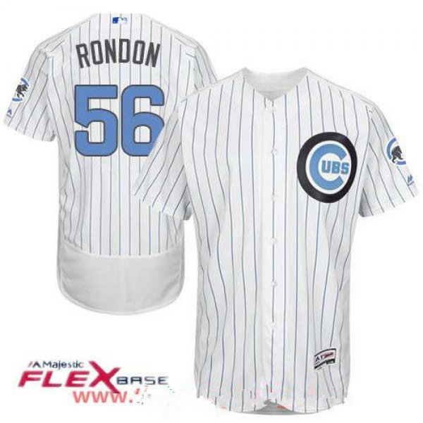 Men's Chicago Cubs #56 Hector Rondon White with Baby Blue Father's Day Stitched MLB Majestic Flex Base Jersey