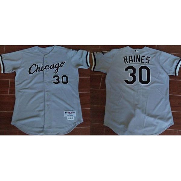 Men's Chicago White Sox #30 Tim Raines Retired Gray Road Stitched MLB Majestic Cooperstown Collection Jersey