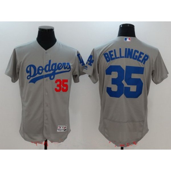 Men's Los Angeles Dodgers #35 Cody Bellinger Gray Alternate Stitched MLB Majestic Flex Base Jersey