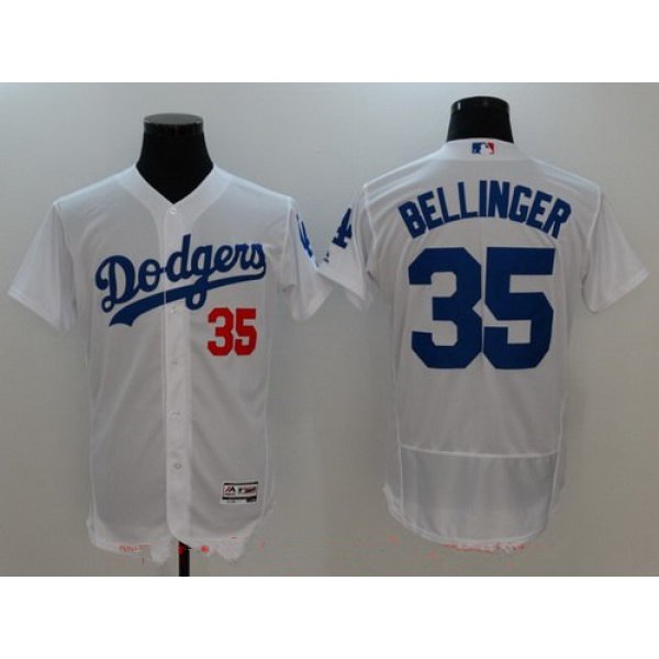 Men's Los Angeles Dodgers #35 Cody Bellinger White Home Stitched MLB Majestic Flex Base Jersey