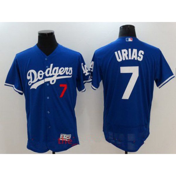 Men's Los Angeles Dodgers #7 Julio Urias Royal Blue Stitched MLB Majestic Flex Base Jersey
