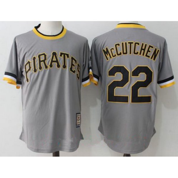 Men's Pittsburgh Pirates #22 Andrew McCutchen Gray Pullover Stitched MLB Majestic Cooperstown Collection Jersey