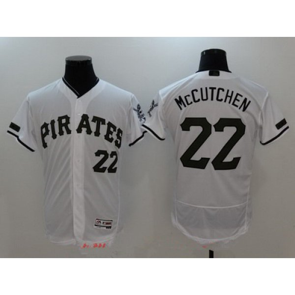 Men's Pittsburgh Pirates #22 Andrew McCutchen White with Green Memorial Day Stitched MLB Majestic Flex Base Jersey