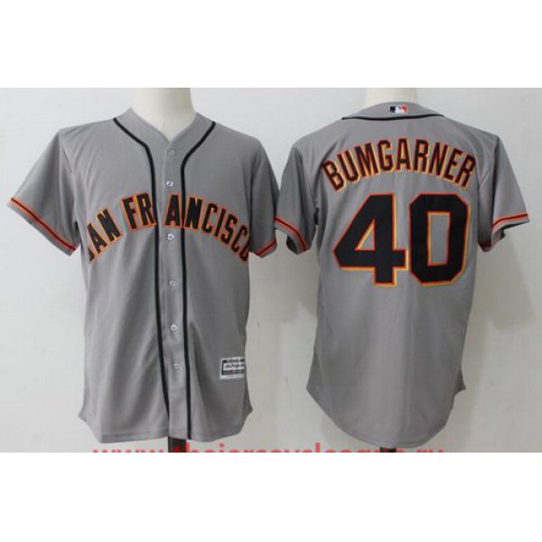 Men's San Francisco Giants #40 Madison Bumgarner Gray Road Stitched MLB Majestic Cool Base Jersey