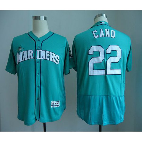 Men's Seattle Mariners #22 Robinson Cano Teal Green Stitched MLB Majestic Flex Base Jersey