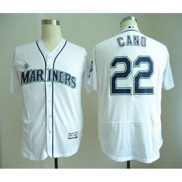 Men's Seattle Mariners #22 Robinson Cano White Home Stitched MLB Majestic Flex Base Jersey