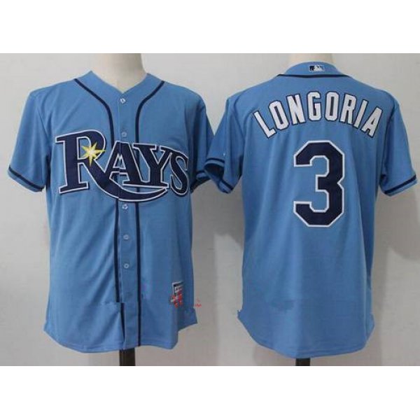 Men's Tampa Bay Rays #3 Evan Longoria Light Blue Alternate Stitched MLB Majestic Cool Base Jersey