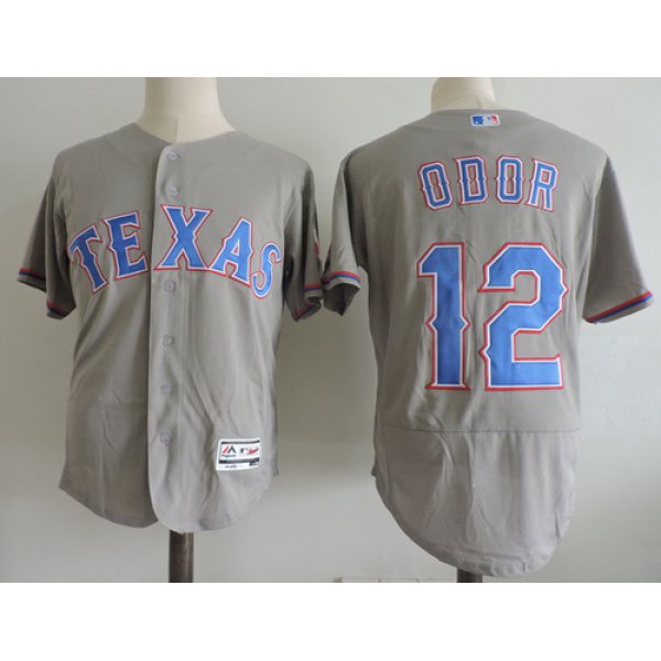 Men's Texas Rangers #12 Rougned Odor Gray Road Stitched MLB Majestic Flex Base Jersey