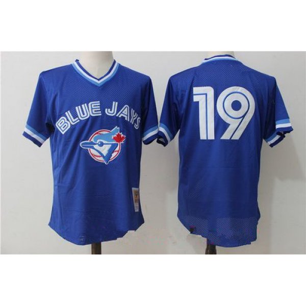 Men's Toronto Blue Jays #19 Jose Bautista Royal Blue Throwback Mesh Batting Practice Stitched MLB Mitchell & Ness Jersey