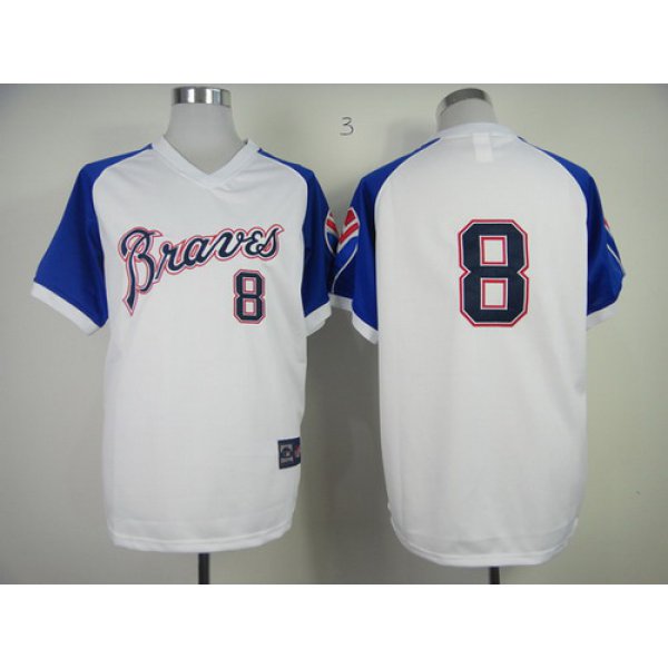 Atlanta Braves #8 Bob Uecker 1974 White Throwback Jersey