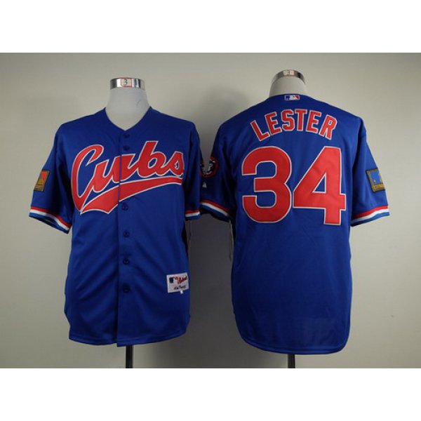 Chicago Cubs #34 Jon Lester 1994 Blue Jersey