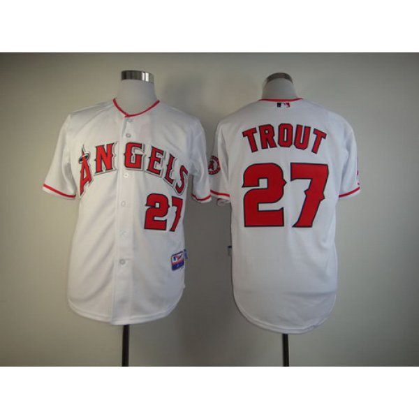 LA Angels of Anaheim #27 Mike Trout White Jersey