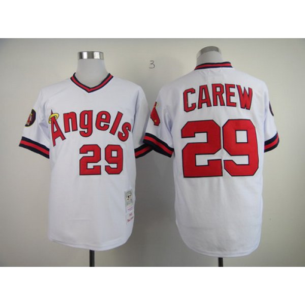 LA Angels of Anaheim #29 Rod Carew 1982 White Throwback Jersey