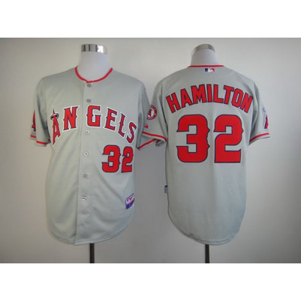 LA Angels of Anaheim #32 Josh Hamilton Gray Jersey