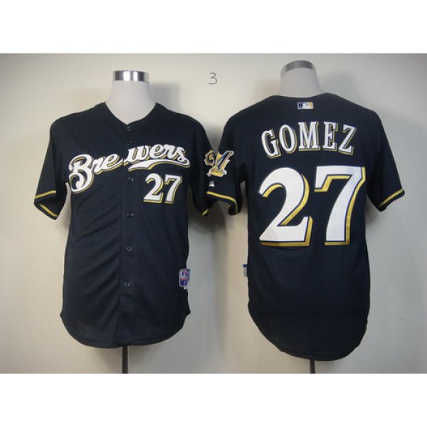 Milwaukee Brewers #27 Carlos Gomez Navy Blue Jersey