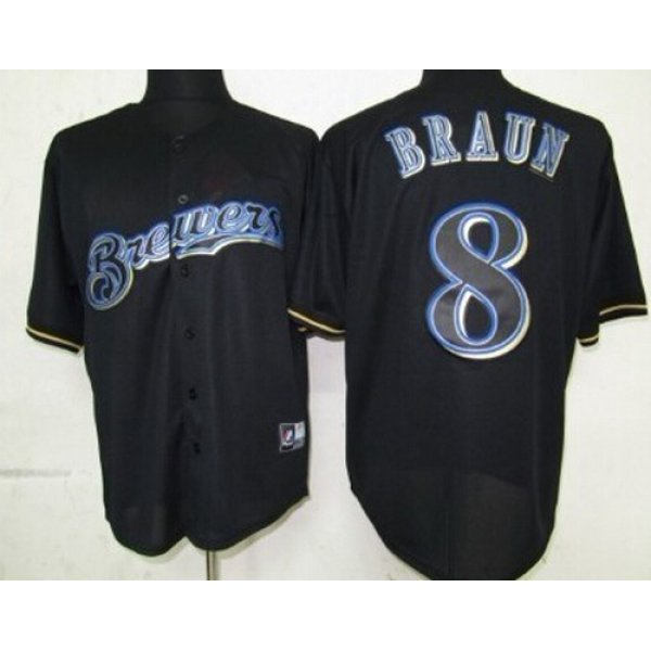 Milwaukee Brewers #8 Ryan Braun Black Fashion Jersey