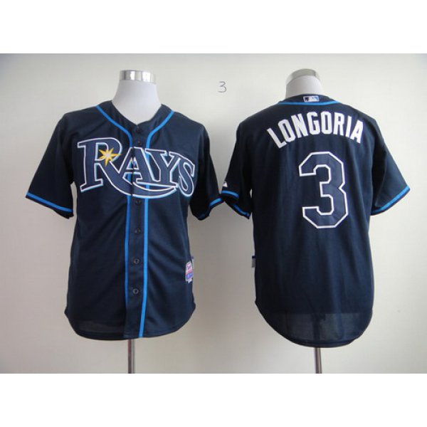 Tampa Bay Rays #3 Evan Longoria Navy Blue Jersey