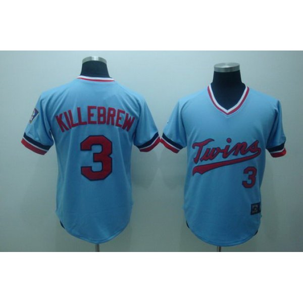 Minnesota Twins #3 Harmon Killebrew Light Blue Throwback Jersey