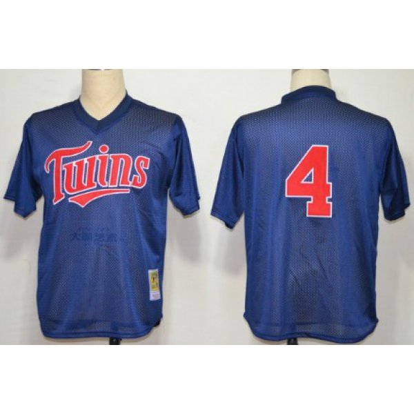 Minnesota Twins #4 Paul Molitor 1996 Mesh BP Navy Blue Throwback Jersey