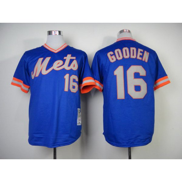 New York Mets #16 Dwight Gooden 1983 Blue Throwback Jersey