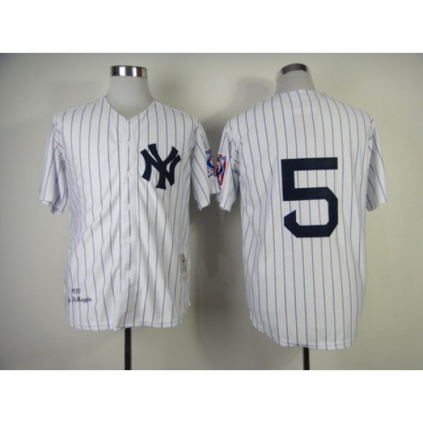 New York Yankees #5 Joe DiMaggio 1939 White Throwback Jersey