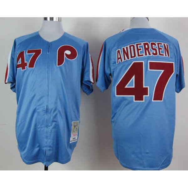 Philadelphia Phillies #47 Larry Andersen 1983 Blue Throwback Jersey