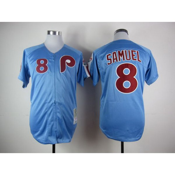 Philadelphia Phillies #8 Juan Samuel 1984 Blue Throwback Jersey