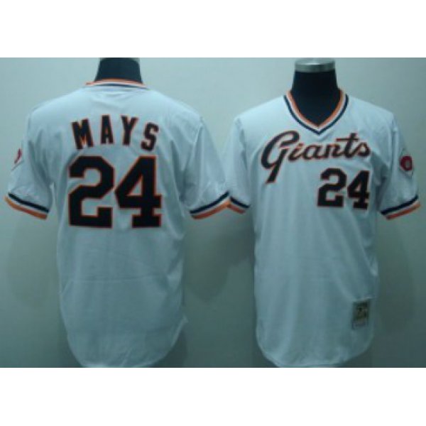 San Francisco Giants #24 Willie Mays 1989 White Throwback Jersey