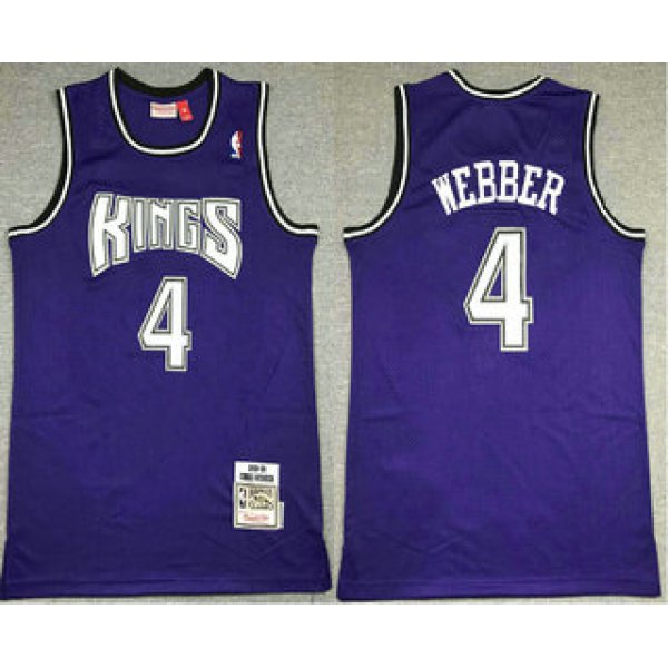 Biggest Men's Sacramento Kings #4 Chris Webber Purple 1998-99 Hardwood Classics Soul Swingman Stitched NBA Throwback Jersey