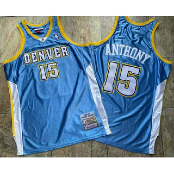 Men's Denver Nuggets #15 Carmelo Anthony Blue 2003-04 Hardwood Classics Soul AU Stitched NBA Throwback Jersey