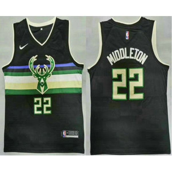 Men's Milwaukee Bucks #20 Khris Middleton Black 2021 Nike Swingman Stitched Jersey