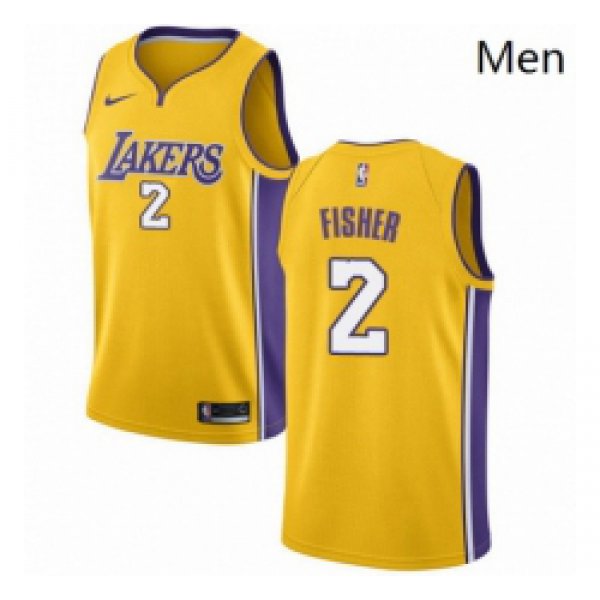 Mens Nike Los Angeles Lakers 2 Derek Fisher Swingman Gold Home NBA Jersey Icon Edition