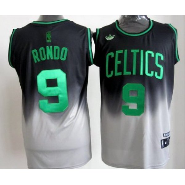 Boston Celtics #9 Rajon Rondo Black/Gray Fadeaway Fashion Jersey