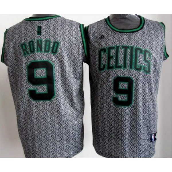 Boston Celtics #9 Rajon Rondo Gray Static Fashion Jersey