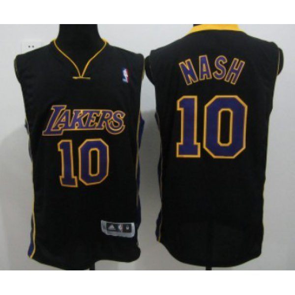 Los Angeles Lakers #10 Steve Nash Black With Purple Swingman Jersey
