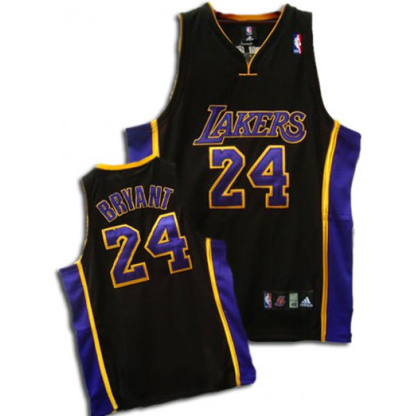 Los Angeles Lakers #24 Kobe Bryant Black With Purple Swingman Jersey