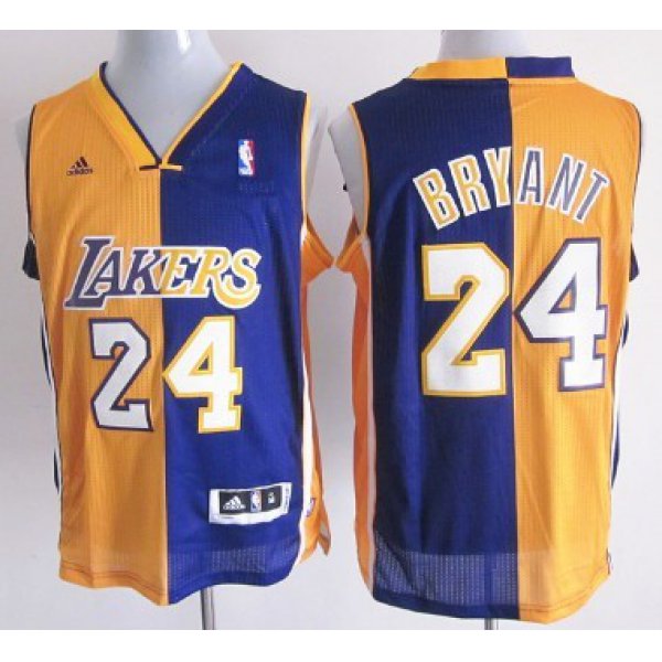 Los Angeles Lakers #24 Kobe Bryant Revolution 30 Swingman Yellow/Purple Two Tone Jersey