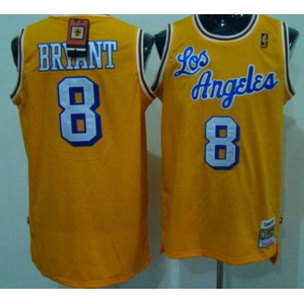Los Angeles Lakers #8 Kobe Bryant Los Yellow Swingman Throwback Jersey