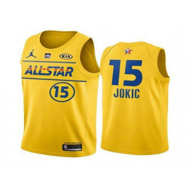 Men's 2021 All-Star #15 ikola Jokic Yellow Western Conference Stitched NBA Jersey