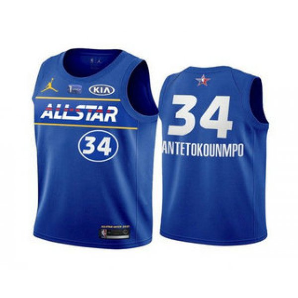 Men's 2021 All-Star #34 Giannis Antetokounmpo Blue Eastern Conference Stitched NBA Jersey