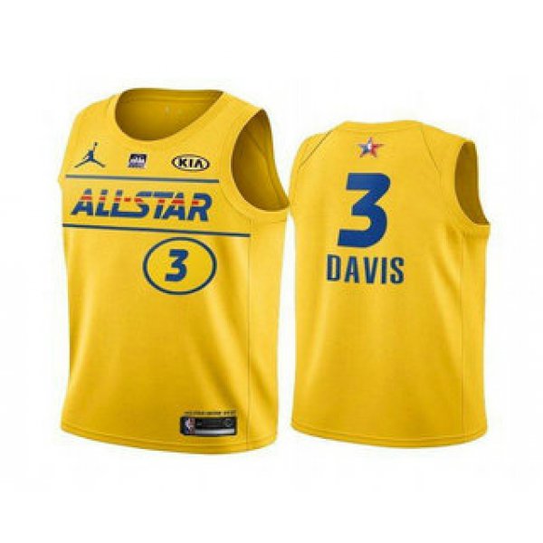 Men's 2021 All-Star #3 Anthony Davis Yellow Western Conference Stitched NBA Jersey
