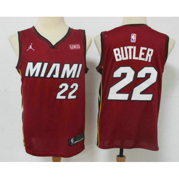 Men's Miami Heat #22 Jimmy Butler Red 2020 Brand Jordan Swingman Stitched NBA Jersey With The NEW Sponsor Logo