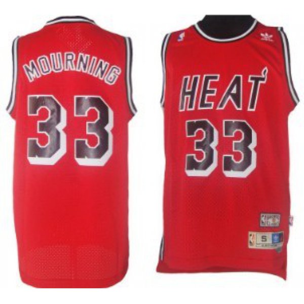 Miami Heat #33 Alonzo Mourning Red Swingman Throwback Jersey