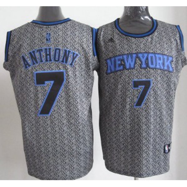 New York Knicks #7 Carmelo Anthony Gray Static Fashion Jersey