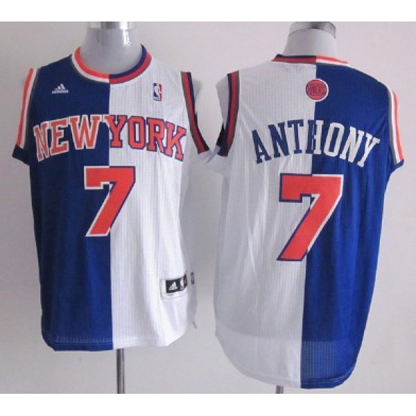 New York Knicks #7 Carmelo Anthony Revolution 30 Swingman Blue/White Two Tone Jersey