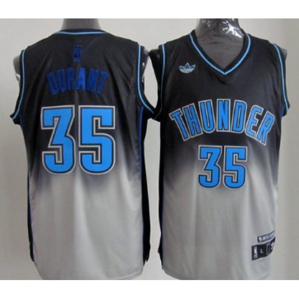 Oklahoma City Thunder #35 Kevin Durant Black/Gray Fadeaway Fashion Jersey