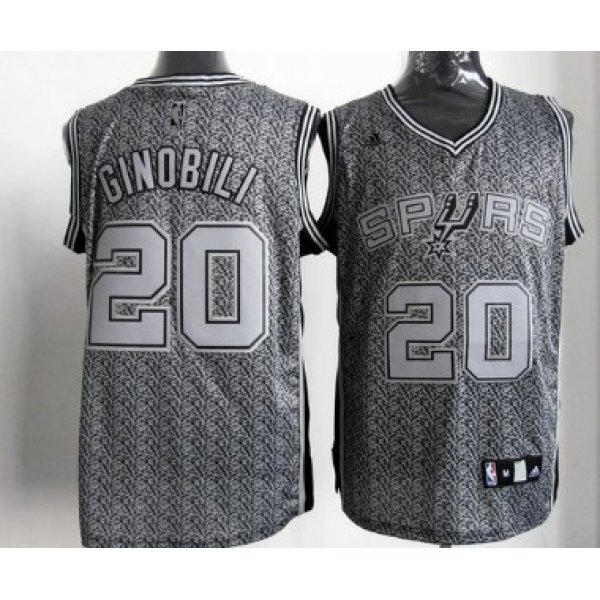 San Antonio Spurs #20 Manu Ginobili Gray Static Fashion Jersey